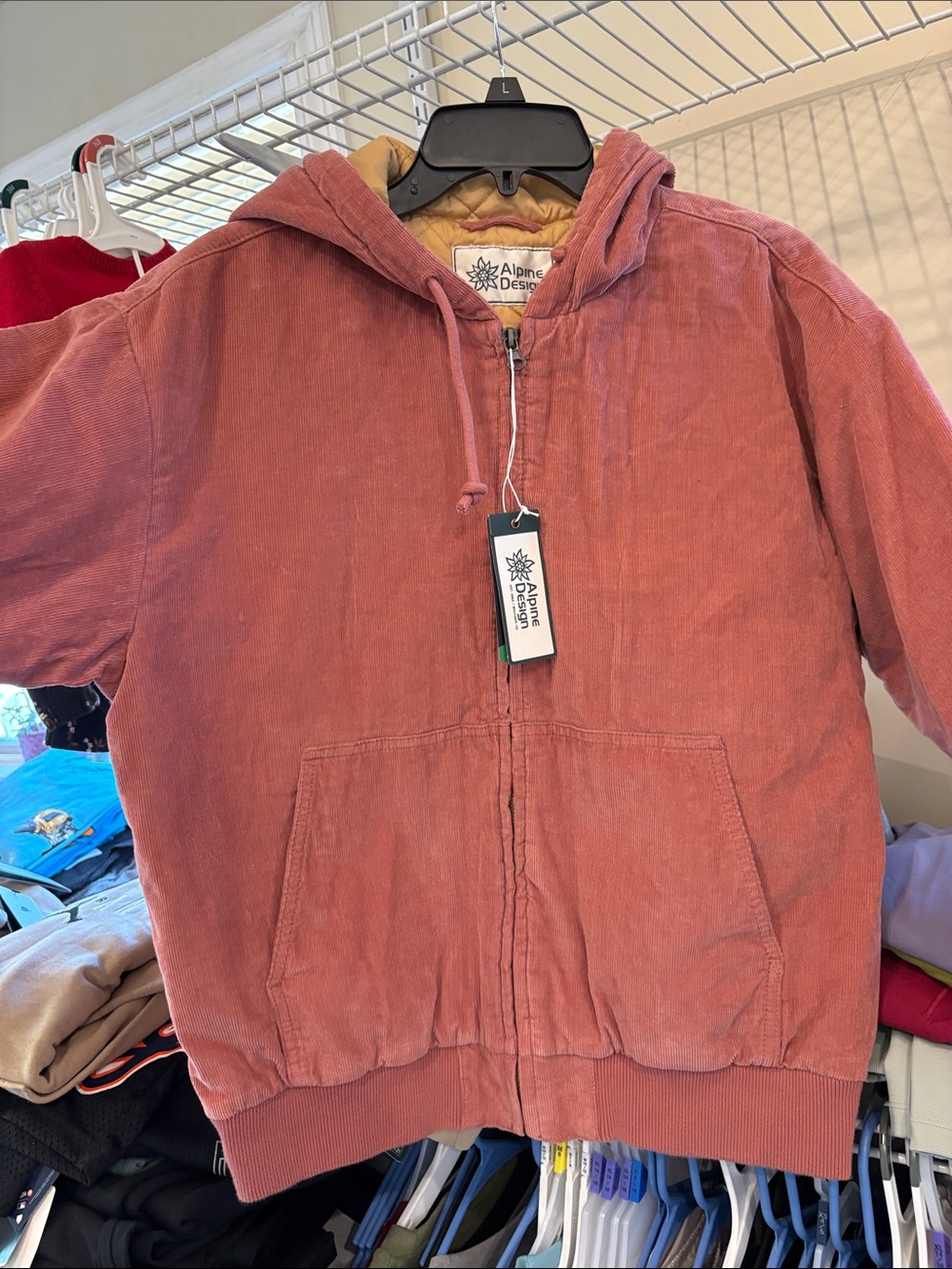 Alpine Design Men's Dusty Rose Corduroy Zip Hoodie